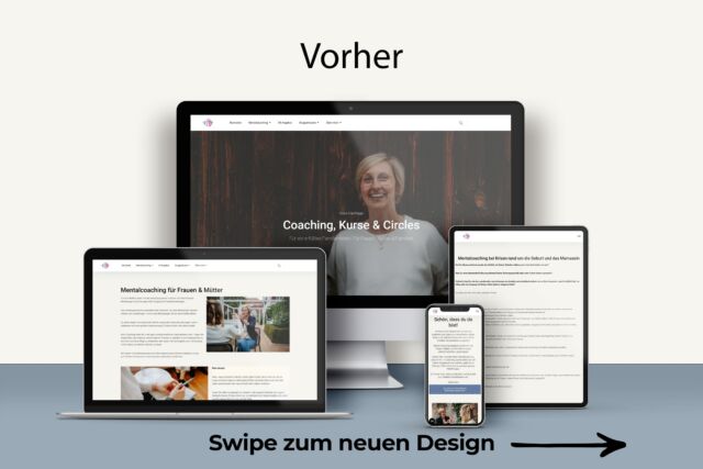 Letzte Woche ist die neue Website von @doro.hartlage live gegangen. Sie ist auf Basis eines der WordPress-Templates von @deinfrauraum.de und mir entstanden. Unsere Website-Projekte sind der Beweis dafür, dass "von der Stange" auch maßgeschneidert sein kann. 

Wir haben die Seite komplett in Doros Brandfarben gezaubert und in Kombination mit ihren Bildern und kleineren Designanpassungen komplett zu IHRER MARKE gemacht. 

Als sie zu uns kam, hatte sie bereits eine Website, die allerdings in die Jahre gekommen war und wo die Emotionen nicht so richtig überspringen wollten. Sie wirkte etwas farblos und nüchtern. Zudem wirkte das große Startbild wegen der dunklen Hintergrundfarbe ziemlich erdrückend. Da ging auf jeden Fall mehr, so dass der erste Eindruck der Seite für neue Besucherinnen auf jeden Fall BÄM macht. 

Nach unserem Gespräch mit Doro war klar: Es durfte leicht, hell, farbenfroh, einladend und feminin werden. 

Wir haben alles auf links gekrempelt, der Seite mit unserem Template einen neuen, frischen Look gegeben und ihr die Emotion eingehaucht, die Doros Angebot gebührt. Wir freuen uns mega über das tolle Feedback zur neuen Website von Doros Community und Kundinnen. 

Hier findet Ihr einen direkten Vorher-Nachher-Vergleich. 

Schaut gern mal bei ihr vorbei - Doro bietet tolle Babykurse sowie Frauenkreise, Kurse und Mentorings für (angehende) Mamas vor Ort in Ettlingen, aber auch online für alle Frauen, die nicht aus der Region sind. 

Jenni und Sarah von Dein Frauraum und ich arbeiten fleißig weiter an neuen Templates für Euch, damit Ihr noch mehr Auswahl für Eure Website-Wünsche habt. 

Welche Farbkombi und welchen Stil würdet Ihr Euch für Euer Branding wünschen, um Eure Zielgruppe so richtig vom Hocker zu hauen? 
*
#website #webdesign #websitetemplates #deinfrauraum #mindstyle #wordpresstemplates #wordpress #branddesign #sichtbarkeit #unternehmerinnen #gründerin #gründerinnen #coaching #onlinecoach #mentalcoaching #frauenundbusiness #frauenbusiness #frauenkreis #frausein #mamamitbusiness #mamasein #businessaufbau #kundengewinnung #marketing #sichtbarwerden #positionierung #herzensbusiness