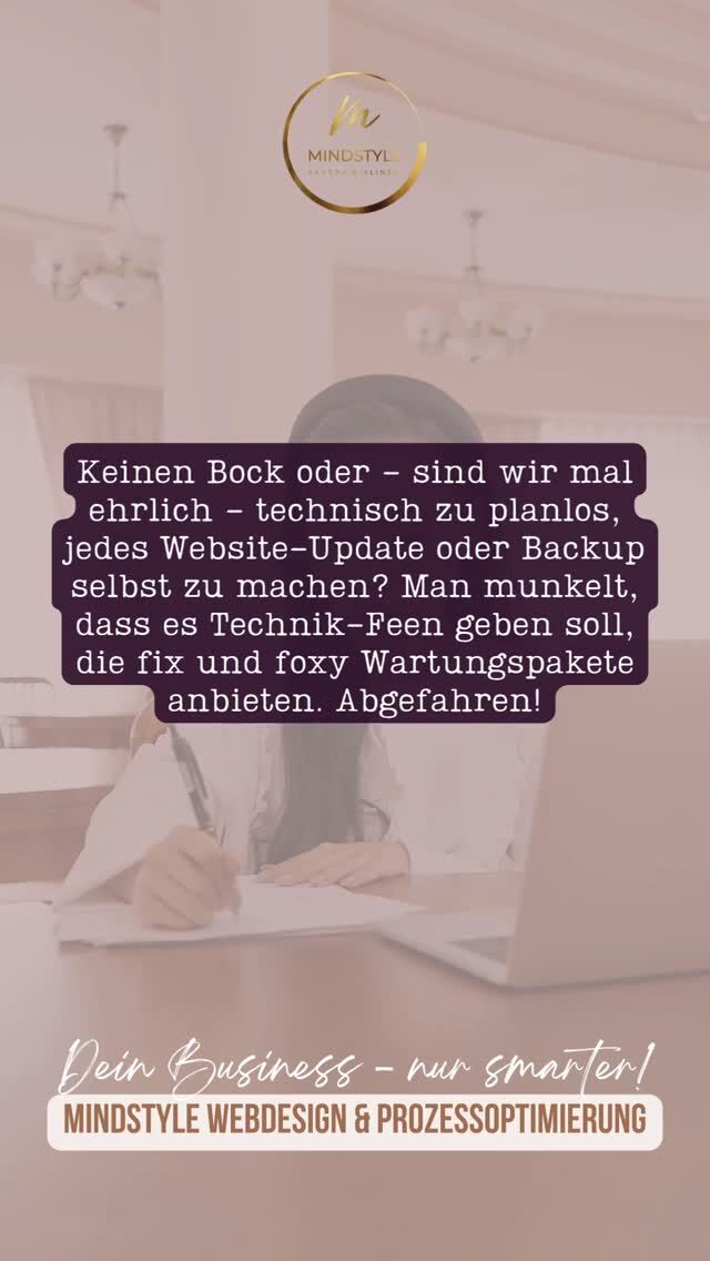 Keine Lust, Zeit oder zu viel "Technik-Blimse", um Deine Updates und Backups für Deine Website selbst zu machen?
Musst Du auch nicht. Es gibt fertige Wartungspakete. Von mir. Für Dich. Äh, und Deine Website!

Hi, ich bin Sandra – Ruhrpott-Pflanze in Heidelberg, Website-Fee & Prozess-Nerd, damit DU mehr Zeit fürs Wesentliche hast!
Wenn Du Deine Website nicht nur schön, sondern auch smart haben möchtest, nur so semi-gut in Technik bist und Sichtbarkeit, Marketing, Technik und Deine Kunden unter einen Hut bekommen möchtest, ohne durchzudrehen, follow me!
Wertige Sichtbarkeit für mehr Umsatz und automatisierte Prozesse für mehr Zeit!
⠀
👉 Hier teile ich meinen Content rund um:
Webdesign • WordPress • Brand Design • Wartung • Funnel • Automatisierung • Webshops • Mitgliederbereiche • KI • Prozessoptimierung • Business Real Talk und wie Du das Meiste aus Deiner Zeit raus holst, ohne an echter Verbindung zu verlieren.
⠀
💬 Lost in Sachen Technik und Du möchtest endlich wieder mehr Zeit haben, bevor Dir Dein Business über den Kopf wächst? Oder Du wünschst Dir einfach eine wertige Website, die die Qualität Deiner Arbeit und Deine Energie spiegelt? Schreib mir „Talk“ in die Kommentare, wenn Du ein kostenfreies Kennenlerngespräch möchtest, um gemeinsam zu schauen, ob wir ein gutes Match für Deinen nächsten Business-Schritt sind.
⠀
#mindstyle #zeitmanagement #businessskalieren #selbstständigefrauen #gründerin #wartung #websitesicherheit #unternehmerin #webdesign #branddesign #funnel #mitgliederbereich #umsatz #sichtbarkeit #ki #technikmentoring #wordpress