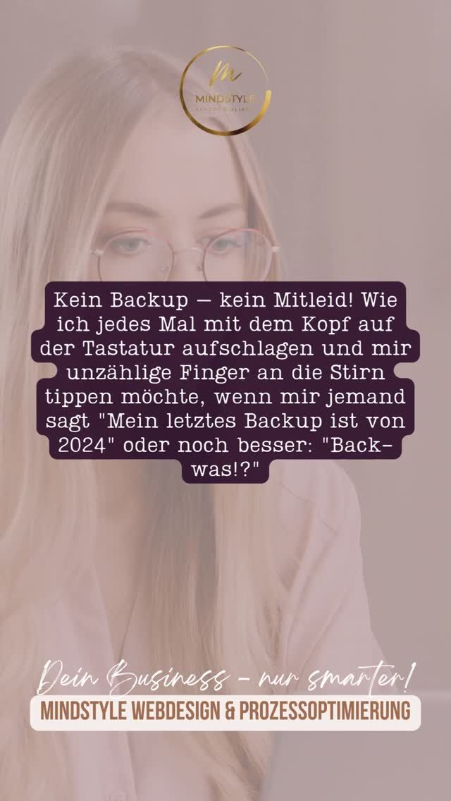 Schau doch mal bitte gerade nach und schreib mir in die Kommentare:
Von wann ist Dein letztes Backup Deiner Website?
Und was würdest Du tun, wenn Deine Website heute crasht oder gehackt wird?

Hi, ich bin Sandra – Ruhrpott-Pflanze in Heidelberg, Website-Fee & Prozess-Nerd, damit DU mehr Zeit fürs Wesentliche hast!
Wenn Du Deine Website nicht nur schön, sondern auch smart haben möchtest, nur so semi-gut in Technik bist und Sichtbarkeit, Marketing, Technik und Deine Kunden unter einen Hut bekommen möchtest, ohne durchzudrehen, follow me!
Wertige Sichtbarkeit für mehr Umsatz und automatisierte Prozesse für mehr Zeit!
⠀
👉 Hier teile ich meinen Content rund um:
Webdesign • WordPress • Brand Design • Wartung • Funnel • Automatisierung • Webshops • Mitgliederbereiche • KI • Prozessoptimierung • Business Real Talk und wie Du das Meiste aus Deiner Zeit raus holst, ohne an echter Verbindung zu verlieren.
⠀
💬 Lost in Sachen Technik und Du möchtest endlich wieder mehr Zeit haben, bevor Dir Dein Business über den Kopf wächst? Oder Du wünschst Dir einfach eine wertige Website, die die Qualität Deiner Arbeit und Deine Energie spiegelt? Schreib mir „Talk“ in die Kommentare, wenn Du ein kostenfreies Kennenlerngespräch möchtest, um gemeinsam zu schauen, ob wir ein gutes Match für Deinen nächsten Business-Schritt sind.
⠀
#mindstyle #zeitmanagement #businessskalieren #selbstständigefrauen #gründerin #wartung #websitesicherheit #unternehmerin #webdesign #branddesign #funnel #mitgliederbereich #umsatz #sichtbarkeit #ki #technikmentoring #wordpress