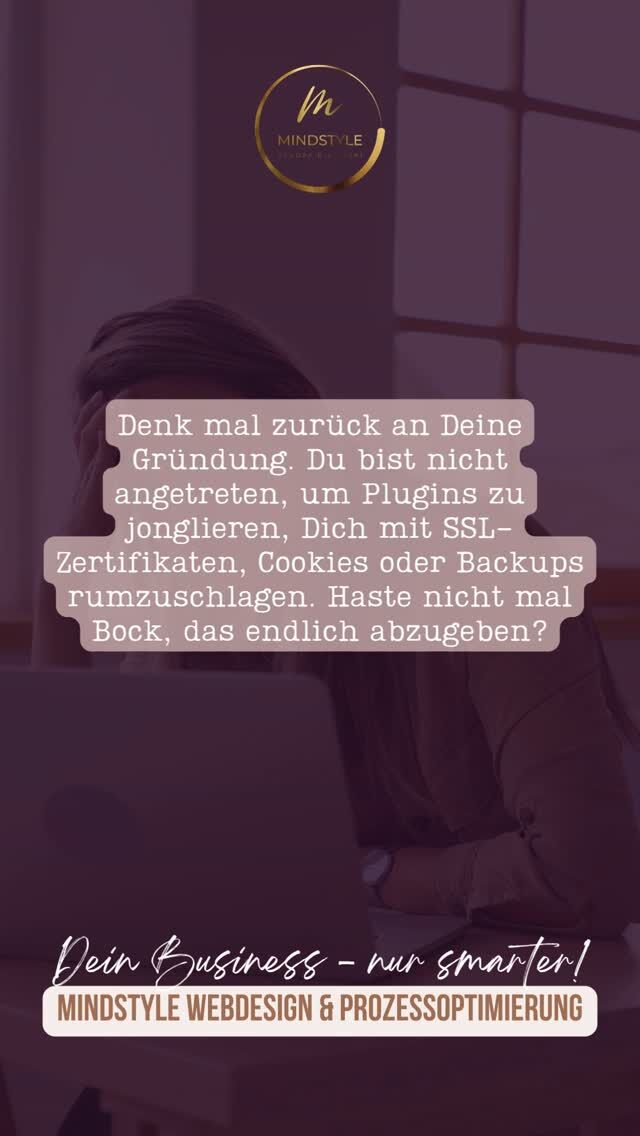 Wie sehr genau hängst Du eigentlich an Themen wie Plugins, Updates, SSL-Zertifikate, Cookies, Spamschutz, DSGVO, Website-Sicherheit, Backups & Co?

Denk mal zurück an Deine Gründungsphase. Wie aufregend alles war, wie sehr Du Dich darauf gefreut hast, mit Deinen Kunden zu arbeiten, Dein Wissen weiterzugeben, sie zu unterstützen, ihre Themen in den Griff zu bekommen. Vor Deinem geistigen Auge sahst du Dich in Seminarräumen, auf Speaker-Bühnen, in Online-Mentorings.

Seufz - und nun? Wie sieht Dein Alltag wirklich aus?

Terminabstimmungen, Buchhaltung, Rechnungen, Angebote, Erstgespräche, Vertrieb, Social Media, Website, Updates, Backups... Wie viel Zeit bleibt da noch für Deine Kunden und das, wofür Du eigentlich angetreten bist? Das meiste in dieser Liste könnten Deine Website oder ich Dir abnehmen. Meld Dich, wenn Du bereit bist, loszulassen und Dich wieder auf Dein WHY zu konzentrieren!

Hi, ich bin Sandra – Website-Fee & Prozess-Nerd, damit DU mehr Zeit fürs Wesentliche hast!
Wenn Du Deine Website nicht nur schön, sondern auch smart haben möchtest, nur so semi-gut in Technik bist und Sichtbarkeit, Marketing, Technik und Deine Kunden unter einen Hut bekommen möchtest, ohne durchzudrehen, follow me!
⠀
👉 Hier teile ich meinen Content rund um:
Webdesign • WordPress • Brand Design • Wartung • Funnel • Automatisierung • Webshops • Mitgliederbereiche • KI • Prozessoptimierung • Business Real Talk und wie Du das Meiste aus Deiner Zeit raus holst, ohne an echter Verbindung zu verlieren.
⠀
💬 Lost in Sachen Technik und Du möchtest endlich wieder mehr Zeit haben, bevor Dir Dein Business über den Kopf wächst? Oder Du wünschst Dir einfach eine wertige Website, die die Qualität Deiner Arbeit und Deine Energie spiegelt? Schreib mir „Talk“ in die Kommentare, wenn Du ein kostenfreies Kennenlerngespräch möchtest, um gemeinsam zu schauen, ob wir ein gutes Match für Deinen nächsten Business-Schritt sind.
⠀
#mindstyle #zeitmanagement #businessskalieren #selbstständigefrauen #gründerin #wartung #websitesicherheit #unternehmerin #webdesign #branddesign #funnel #mitgliederbereich #umsatz #sichtbarkeit #ki #technikmentoring #wordpress