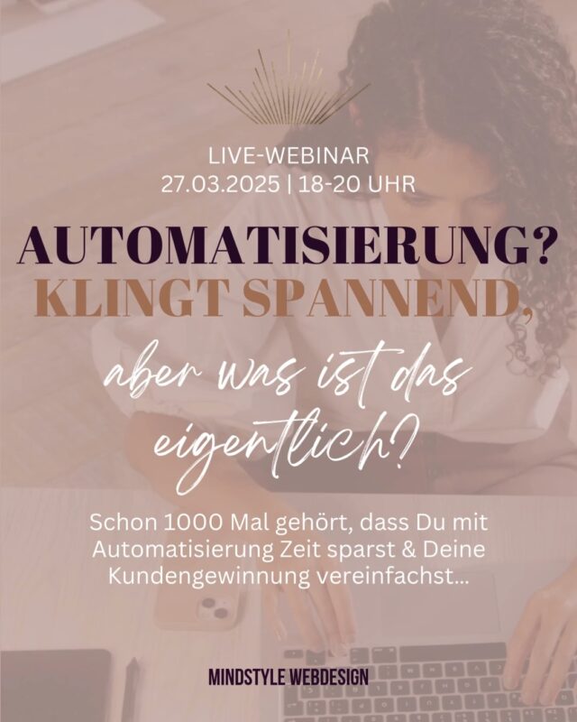 BÄM, selbstständig....und nun?! Alles bleibt irgendwie an Dir kleben - Rechnungen schreiben, Buchhaltung, Technik, Fragen beantworten, Erstgespräche, Angebotserstellung, Fortbildung, up-to-date bleiben...und dann waren da ja noch Deine Kunden, mit denen Du arbeitest. Und immer wieder Marketing, Marketing, Marketing.
Social Media möchte gefüttert werden, damit Du für Deine Follower und Interessenten nicht buchstäblich von der Bildfläche verschwindest und andere Deinen Platz übernehmen.
Zeit wird zur Mangelware und die Kundengewinnung schnell zur Herausforderung, weil auch Dein Tag nun mal begrenzt ist.
Überall schwirrt Dir das Wort Automatisierung um die Ohren. Du siehst andere Selbstständige, die ihr Angebot in ein fertiges Produkt gegossen haben und damit ihr Marketing automatisieren. Bei denen ihre Website aktiv für sie mitarbeitet, auch wenn sie schlafen - sie ist permanent "on", begeistert Interessenten, informiert Menschen über Dein Angebot oder Thema, sammelt Kontakte, verkauft Deine Produkte, Kurse, Services oder Events, vereinbart Termine mit Kunden oder Interessenten, führt Teilnehmer durch Deine Kurse, versorgt sie mit Videos und Downloads.
Oder vielleicht auch nur einen Teil davon - je nachdem, was am besten zu Dir passt.
Wie funktioniert Automatisierung?
Welche Schritte kann und will ich überhaupt automatisieren?
Was brauche ich dafür?
Und welches Set-up passt am besten zu mir und meinem Business?
Diesen und mehr Fragen gehen wir in meinem Live-Webinar auf den Grund:
27.03.2025 | 18 - 20 Uhr per Zoom inkl. Q&A-Session
Spannend?
Hau mir mal ein "Flow" in die Kommentare oder PN und ich sende Dir alle Infos!
#automatisierung #businessflow #mindstyle #website #zeitmanagement #gründerin #unternehmerin #businessaufbau #kundengewinnen #marketing #frauenimbusiness #businessnetzwerk #womensupportingwomen